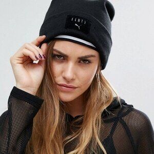 Puma Black Beanie Hat with Logo